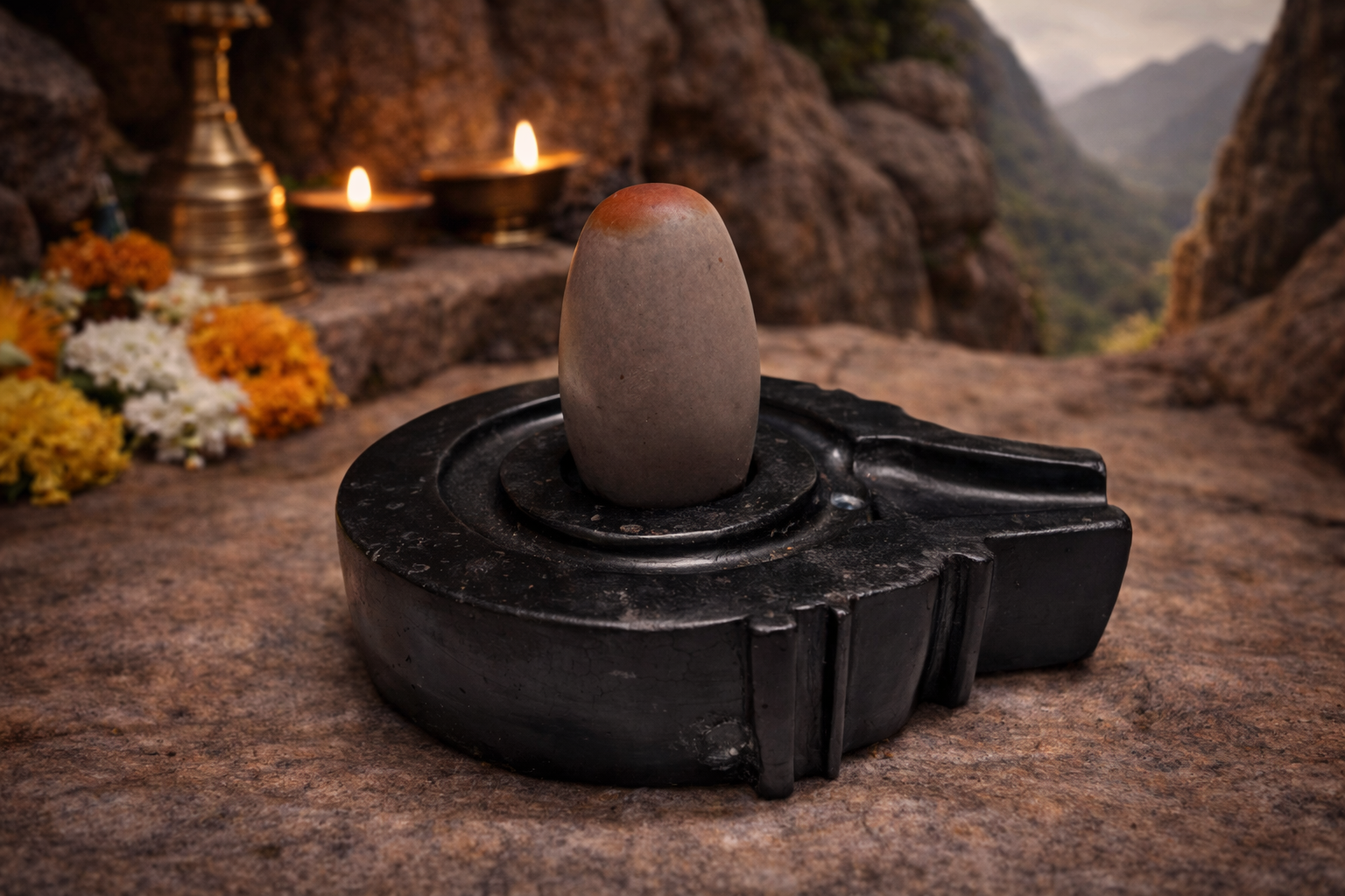 Rare Agni-Tilak Narmadeshwar Shivling with Carved Jaladhari – Symbol of Strength, Stability & Divine Flow 4-5Inch