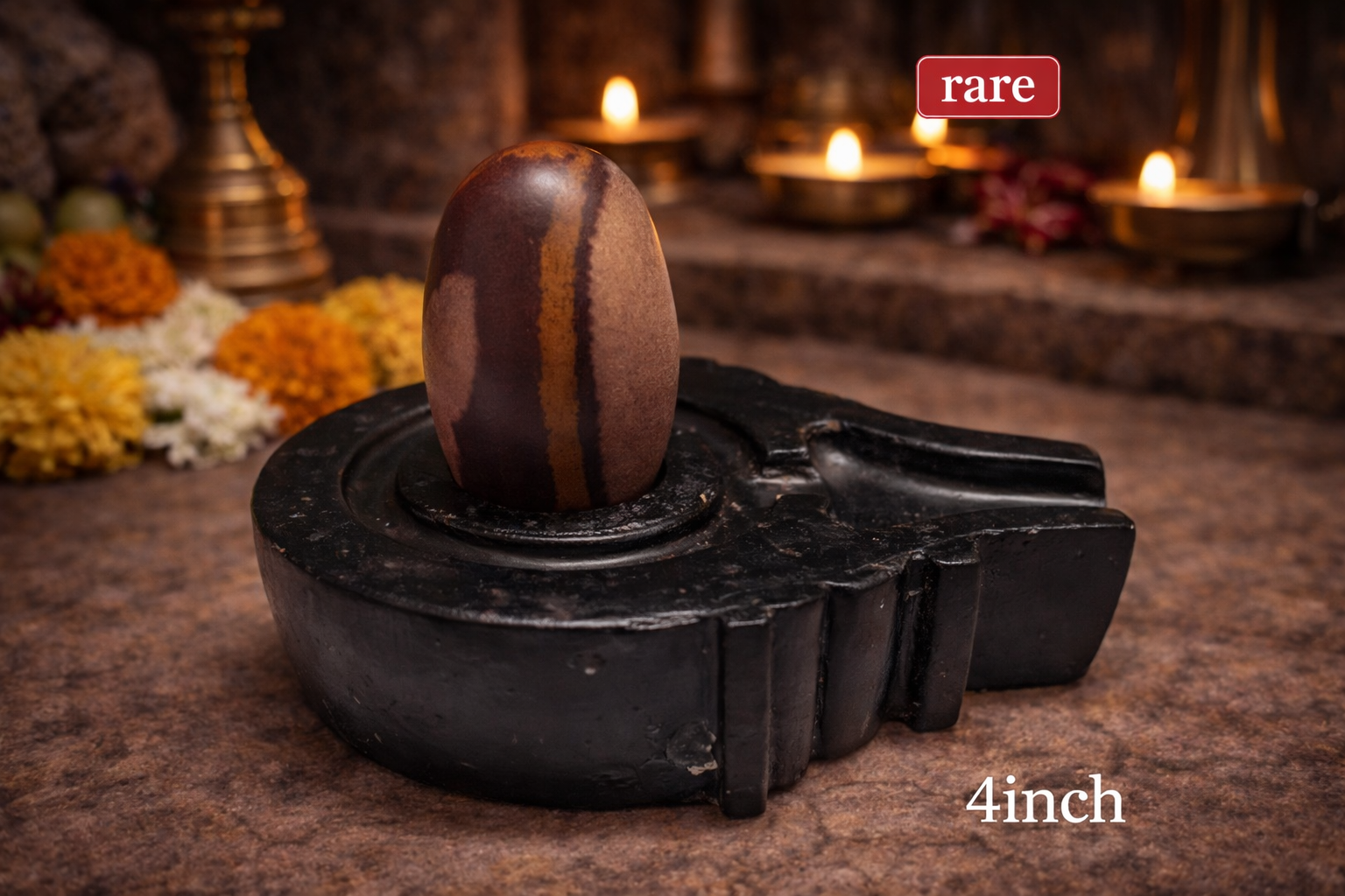 Rare Trinetra Line Narmadeshwar Shivling with Carved Jaladhari – Wisdom, Protection & Spiritual Authority
