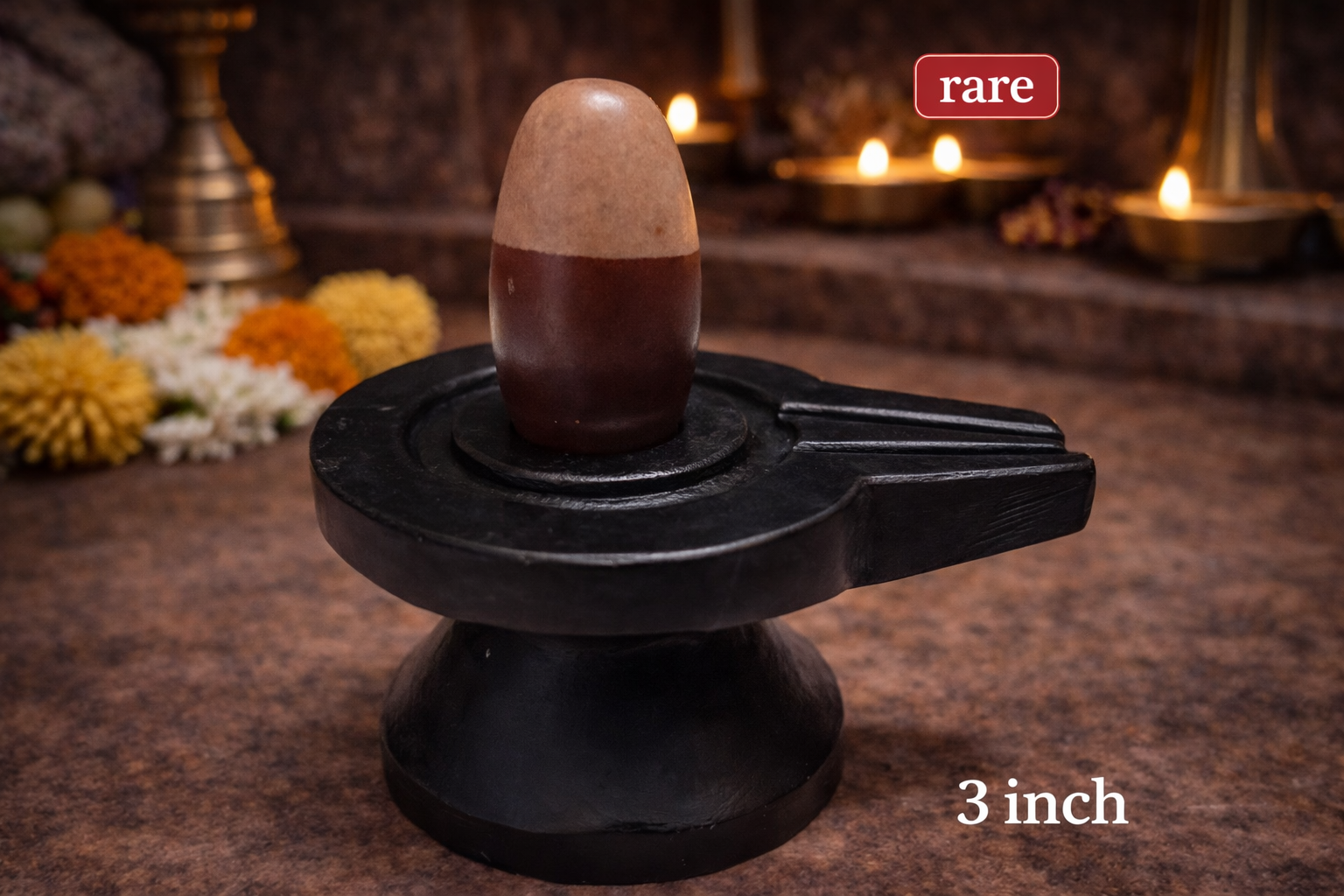 Rare Dual-Tone Narmadeshwar Shivling with Damru Base – Symbol of Balance, Stability & Divine Protection