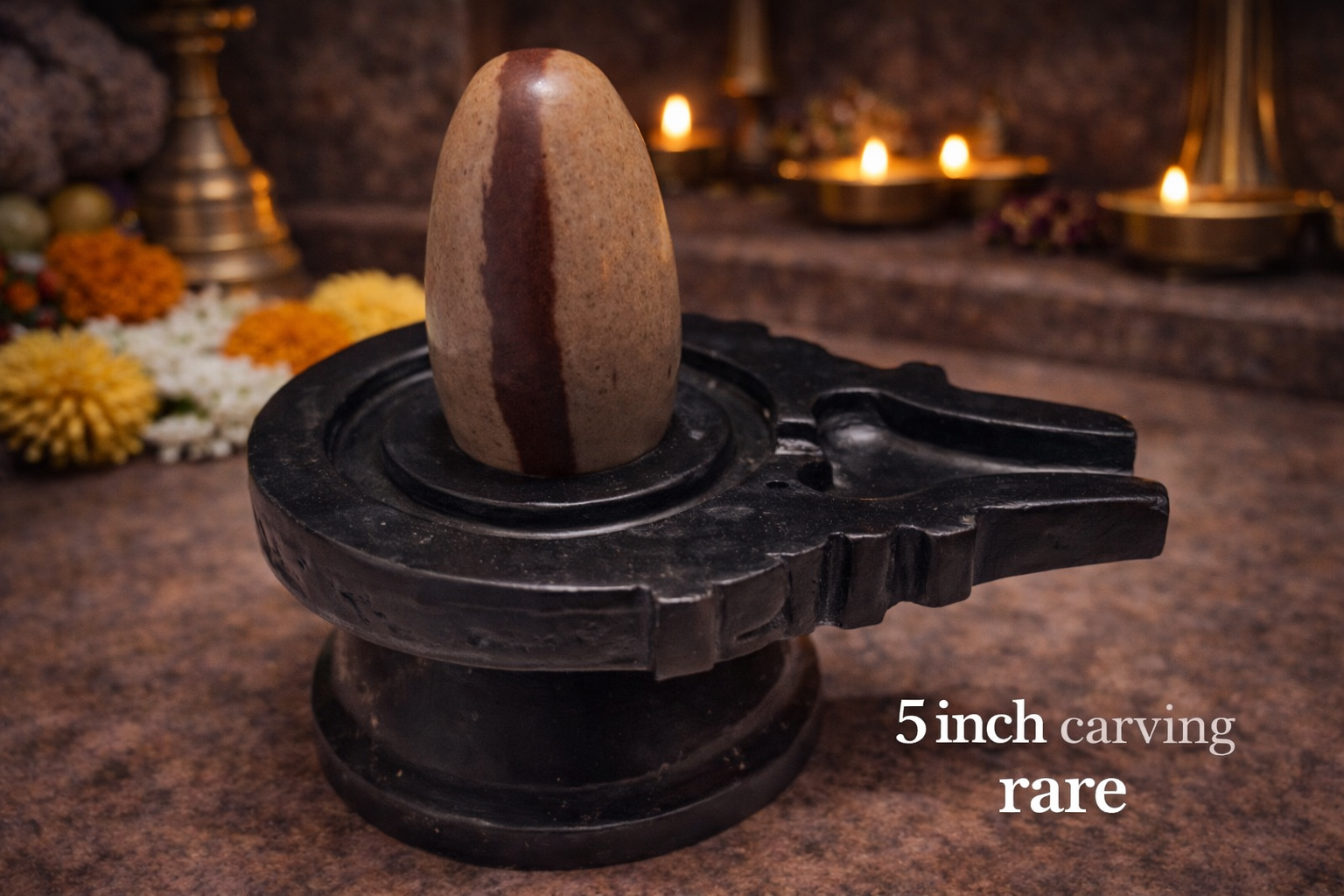 Ultra Rare Vertical Mark Narmadeshwar Shivling  with Carved Jaladhari – Symbol of Focus, Discipline & Divine Authority