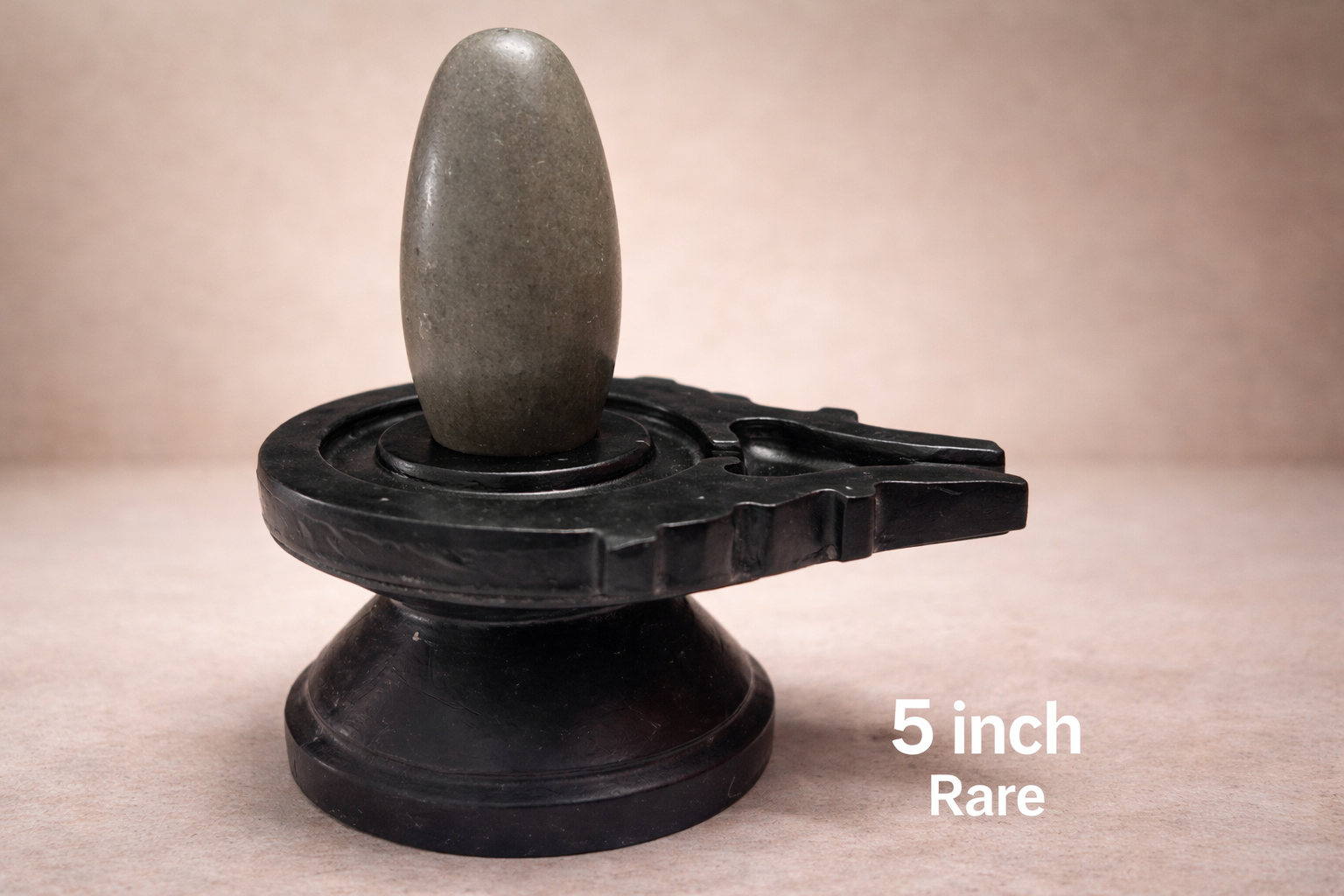 Maha Shanti Narmadeshwar Shivling (5 Inch) – Smooth Sacred Bana Lingam with Carved Jaladhari for Peace, Stability & Spiritual Growth