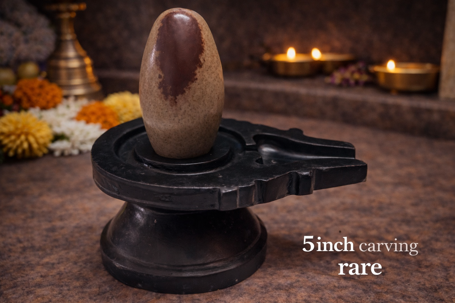 Rare Tilak Mark Narmadeshwar Shivling (5 Inch) with Carved Jaladhari – Symbol of Blessings, Success & Divine Guidance