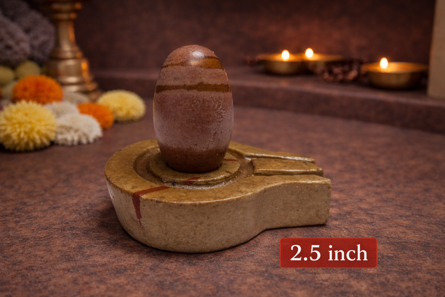 Rare Tripundra Mark Narmadeshwar Shivling – 2.5 Inch